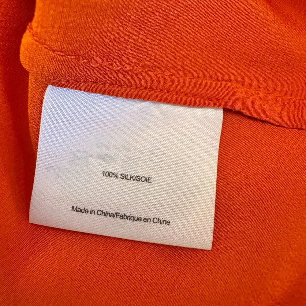 Tory Burch Orange Pleated Sleeveless Silk Top 2 NWOT